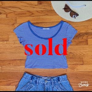 Blue Stripped Crop Top🌀